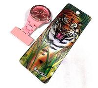 MontCherry 3D Bookmark and Prince NY London Rotating Unisex Nurses Fob Watch in Pastel Pink/Matching Face Colour Combo Sold by Trendz