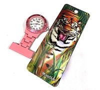MontCherry 3D Bookmark and Prince NY London Rotating Unisex Nurses Fob Watch in Pastel Pink/White Face Colour Combo Sold by Trendz