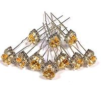MontCherry Big Champagne Gold Heart Shape Crystal with Clear mounted Crystals around Diamante Wedding Bridal Prom Hair Pins 10 pins by Trendz