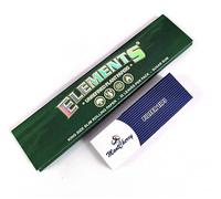 MontCherry Brand 1 Tips & Elements Green King Size Slim Unrefined plant rolling papers 10 Booklets by Trendz