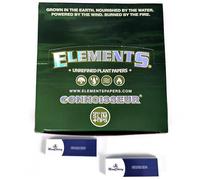 MontCherry brand 2 Tips & Elements Green Connoisseur King Size Slim Unrefined plant Rolling Papers + Tips - Box of 24 Booklets by Trendz