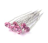 MontCherry Brand Baby Pink Stud Crystal Diamante Wedding Bridal Prom Hair Pins - 10 Pins by Trendz