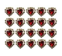 MontCherry Brand Big Heart Shape Crystal with Clear mounted Crystals around Diamante Wedding Bridal Prom Hair Pins 20 pins (Red)