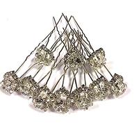 MontCherry Brand Big Heart Shape Crystal with Clear mounted Crystals around Diamante Wedding Bridal Prom Hair Pins 20 pins (Lemon)