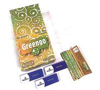MontCherry Brand Exclusive 2 Tips and Greengo Extra Thin Classics Regular Size 100% Natural Unbleached Chlorine Free Rolling Papers Box of 50 Booklets Combo by Trendz