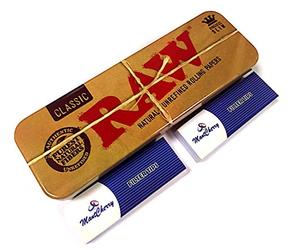 MontCherry brand exclusive 2 tips and Raw Brand Classic Roll Caddy King Size Metal Storage Tin Combo sold by Trendz