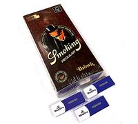 MontCherry Brand Exclusive 2 Tips and Smoking Brown Unbleached Chlorine Free Slow Burning Ultra Thin Regular Size Rolling Paper - 50 Packs Combo sold by Trendz