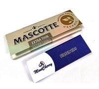 MontCherry Brand Exclusive Tips Pack and Mascotte Organic Standard Size Extra Thin Slow Burning Smoking Papers - 10 Booklets by Trendz
