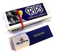 MONTCHERRY Brand Exclusive Tips Pack and RIPS Flavoured Cigarette Rolling Paper in ''Blueberry'' Flavor - 3 Rolls Combo by Trendz