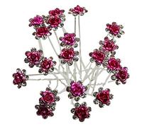 MontCherry Brand Fuchsia Rose/Flower Crystal Diamante Wedding Bridal Prom Hair Pins - 5 Pins by Trendz