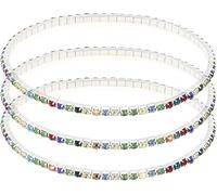 MontCherry Brand Golden/Silver/Crystal Diamante Stretchable Anklets Set of 3 pieces by Trendz (3 Pcs Multicolour One Line)