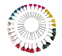 MontCherry Brand Head Scarf Hijab Pins Set Dressmakers Drawing Art & Craft Tailoring ''Multicolored Heart Head Xtra Long'' Pins - 1 Wheel of 30 pins by Trendz