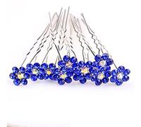 MontCherry Brand Navy Blue Crystal Flower Diamante Wedding Bridal Prom 5 Hair Pins by Trendz
