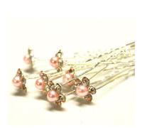 MontCherry Brand Pearl/Crystal Flower Diamante Wedding Bridal Prom Hair Pins 10 pins by Trendz(Peach Pink)