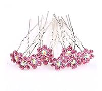 MontCherry Brand Pink Crystal Flower Diamante Wedding Bridal Prom Hair Pins - 3 Pins by Trendz