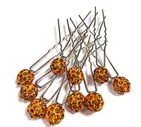 MontCherry Brand Shamballa Crystal Diamante Wedding Bridal Prom 20 Hair pins by Trendz (Golden Brown)