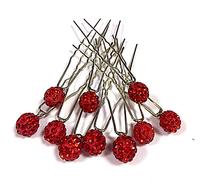 MontCherry Brand Shamballa Crystal Diamante Wedding Bridal Prom 20 Hair pins by Trendz (Red)
