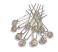 MontCherry Brand Shamballa Crystal Diamante Wedding Bridal Prom 20 Hair pins by Trendz (White Rainbow)