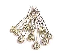 MontCherry Brand Shamballa Crystal Diamante Wedding Bridal Prom 20 Hair pins by Trendz (White/Silver)