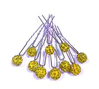 MontCherry Brand Shamballa Crystal Diamante Wedding Bridal Prom 20 Hair pins by Trendz (Yellow)