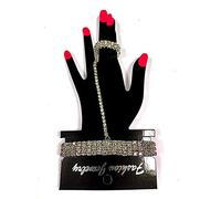 MONTCHERRY Brand Silver Crystal Diamante Bridal/Proms/Parties Bracelet with Attached Ring Hand Jewellery **HOT** Design - 1 Bracelet by Trendz
