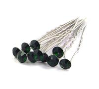 MontCherry Brand Stud Crystal Diamante Wedding Bridal Prom Hair Pins 10 Pins by Trendz (Deep Green)