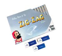 MontCherry Brand Tips & Zig-Zag Silver King Size Connoisseur Box of 32 Booklets(32 Slim Rolling Papers + 32 Tips Each Booklet) by Trendz