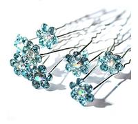 MontCherry Brand Turquoise Crystal Flower Diamante Wedding Bridal Prom 10 Hair Pins by Trendz