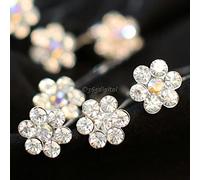MontCherry Brand White/Silver/Clear Crystal Flower Diamante Wedding Bridal Prom Hair Pins - 3 Pins by Trendz
