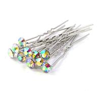 MontCherry Stud Crystal Diamante Wedding Bridal Prom Hair Pins 10 Pins by Trendz (AB Rainbow)