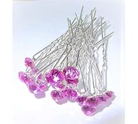 MontCherry Stud Crystal Diamante Wedding Bridal Prom Hair Pins 10 Pins by Trendz (Mauve Pink)
