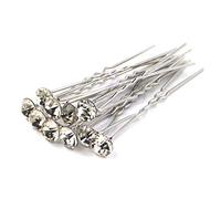 MontCherry Stud Crystal Diamante Wedding Bridal Prom Hair Pins 10 Pins by Trendz (Silver/Clear)