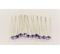 MontCherry Stud Crystal Diamante Wedding Bridal Prom Hair Pins 10 Pins by Trendz (Violet)