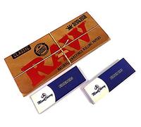 MONTCHERRY TIPS & RAW CLASSIC KING SIZE ''SUPREME'' NATURAL UNREFINED ROLLING PAPERS - 8 BOOKLETS COMBO BY TRENDZ