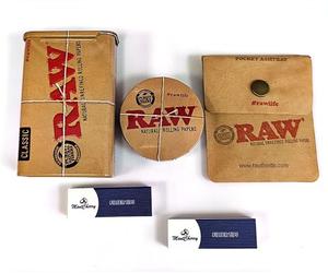MontCherry tips & RAW Rectangular & Round Metal Cigarette Tin Case/Stash Case + Raw Pocket Ashtray Deal by Trendz