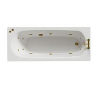 Monte Carlo 12 Jet Brushed Brass V-Tec Textured Base Anti Slip Single Ended Whirlpool Bath | White | Acrylic | 1700mm x 700mm