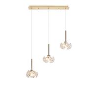 Monte Carlo 3 Light Bar Ceiling Pendant - French Gold and Crystal