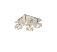 Monte Carlo 4 Light Flush Ceiling Light - Polished Chrome and Crystal Glass Shades