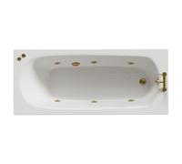 Monte Carlo 6 Jet Brushed Brass V-Tec Textured Base Anti Slip Single Ended Whirlpool Bath | White | Acrylic | 1700mm x 700mm