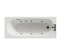 Monte Carlo 6 Jet Matt Black Flat Jet Textured Base Anti Slip Single Ended Whirlpool Bath | White | Acrylic | 1700mm x 700mm
