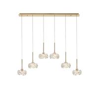 Monte Carlo 6 Light Bar Ceiling Pendant - French Gold and Crystal