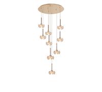 Monte Carlo 9 Light Cluster Ceiling Pendant - French Gold and Crystal