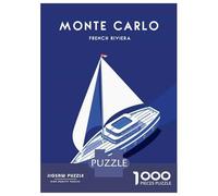 Monte Carlo Monaco France 1000 Piece Jigsaw Puzzle, Historic Square Architecture, Thick Cardboard Pieces for Travel Lovers, Mindful Activity, Paper Board, 70x50cm/1000pcs