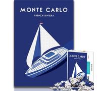 Monte Carlo Monaco France Jigsaw Puzzles for Teenagers 1000 Piece Puzzle,Help The Brain Exercise Addictive Toys to Cultivate Patience A Work of Art 38x26cm