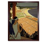 Monte Carlo Monaco Tennis Vintage Art Print Framed Poster Wall Decor 12x16 inch