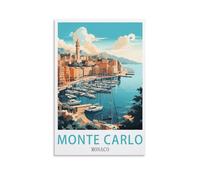 Monte Carlo Monaco Vintage Travel Poster 24x36inch(60x90cm) Canvas Art Posters And Wall Art Picture Prints Modern Home Bedroom Decor Posters