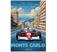 MONTE CARLO - Retro Formula 1 Poster A4 Size Vintage Car Racing Wall Art Gift for Men Office Garage Decor for F1 and Motorsport Lovers