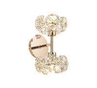 Monte Carlo Twin Switched Up & Down Wall Light - French Gold with Crystal Shade