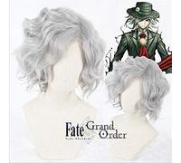 Monte Cristo Edmond Dantes Cosplay Wig FGO Fate Grand Order Servant Avenger Short Curly Silver Synthetic Hair Wig + Wig Cap 331A