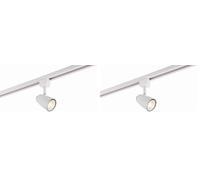 Monte Multi Directional Gloss White and Chrome Finish Mains Track GU10 LED Compatible Adjustable Spotlight Track Head Lighting (Pack of 2)